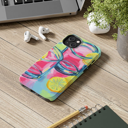 Pink Lemonade Abstract Acrylic Cocktails Tough Phone Case | Various Models Available