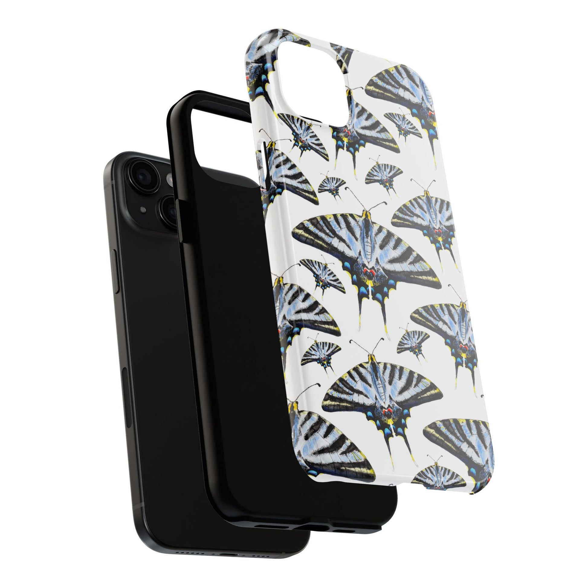 Light Blue Swallowtail Butterflies Watercolor Illustrated Pale Blue Tough Phone Case | Various Models