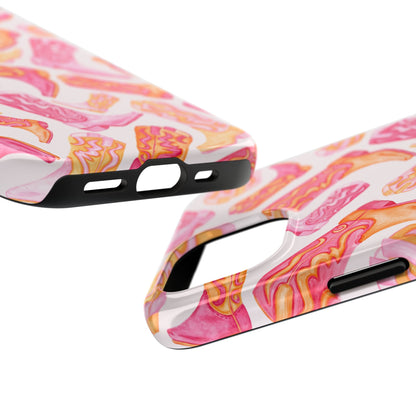 Tossed Hot Pink & Orange Watercolor Cowboy Boots Tough Light Pink Phone Case | Various Models Available