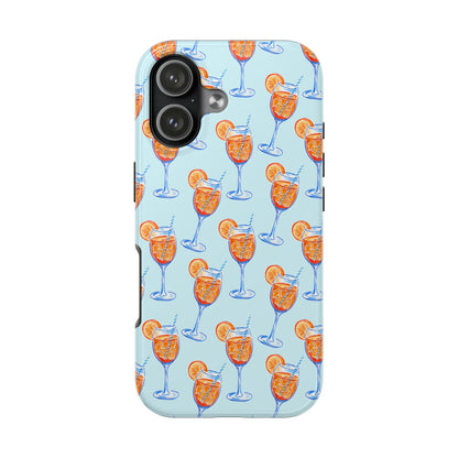 Orange & Blue Aperol Spritz Watercolor Pattern Turquoise Phone Case | Various Models iPhone 17