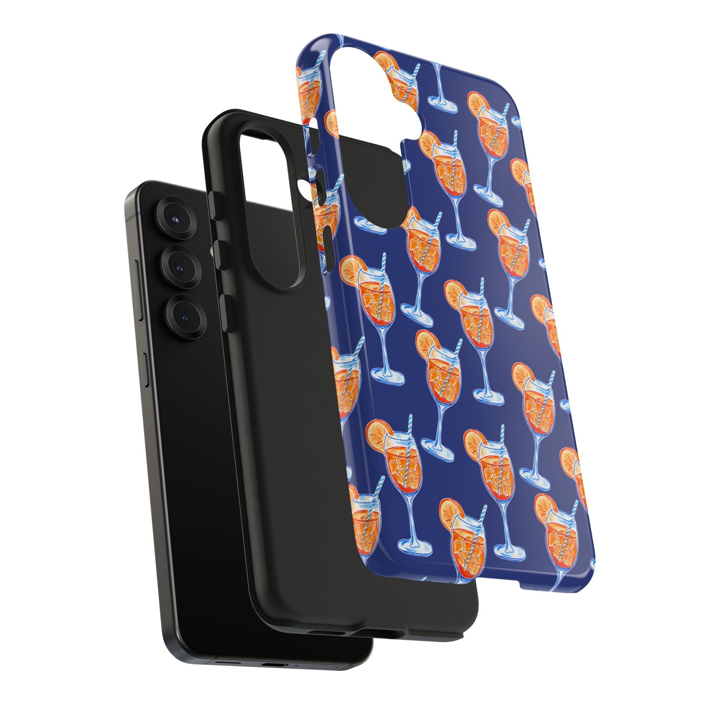 Orange & Blue Aperol Spritz Watercolor Pattern Navy Tough Case | Various Models