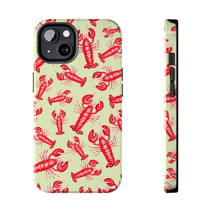 Red Lobster Watercolor Illustrated Tossed Pattern Light Yellow Tough Phone Case | Various Models