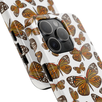 Black & Orange Butterfly Watercolor Illustrated Tossed Pattern Tough Phone Case | Various Models