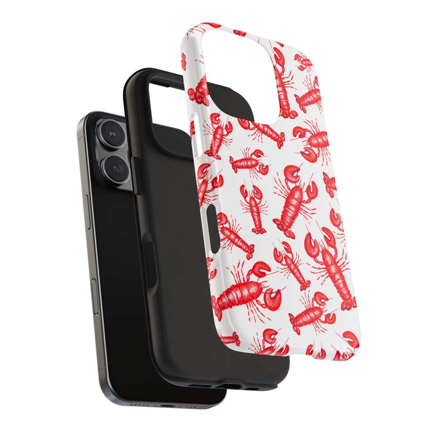 Watercolor Red Lobster Coastal Illustrated Patterned Tough Phone Case | Various Models