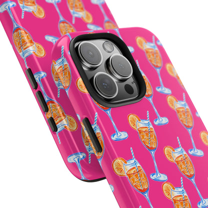 Orange & Blue Aperol Spritz Watercolor Pattern Hot Pink Phone Case | Various Models