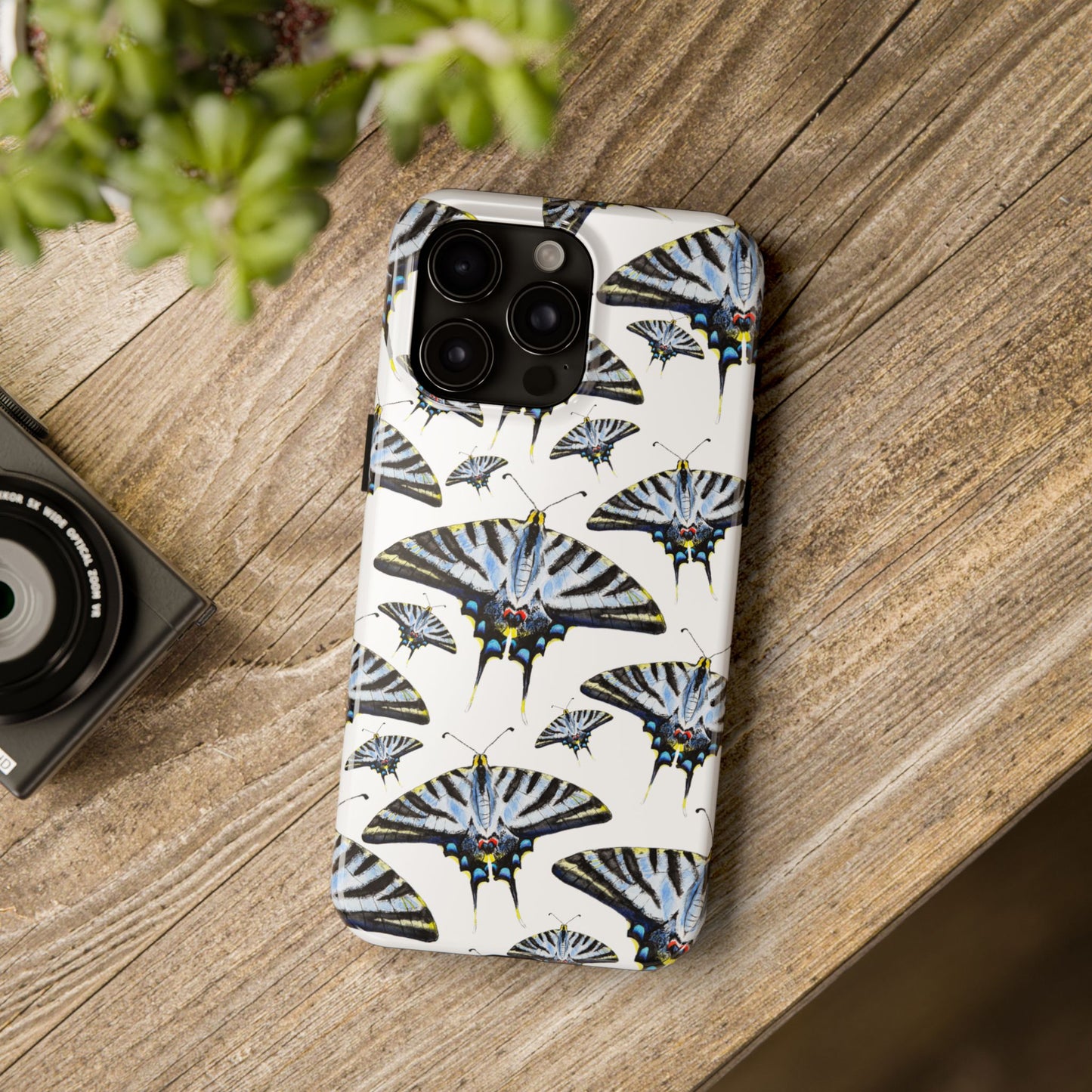 Light Blue Swallowtail Butterflies Watercolor Illustrated Pale Blue Tough Phone Case | Various Models