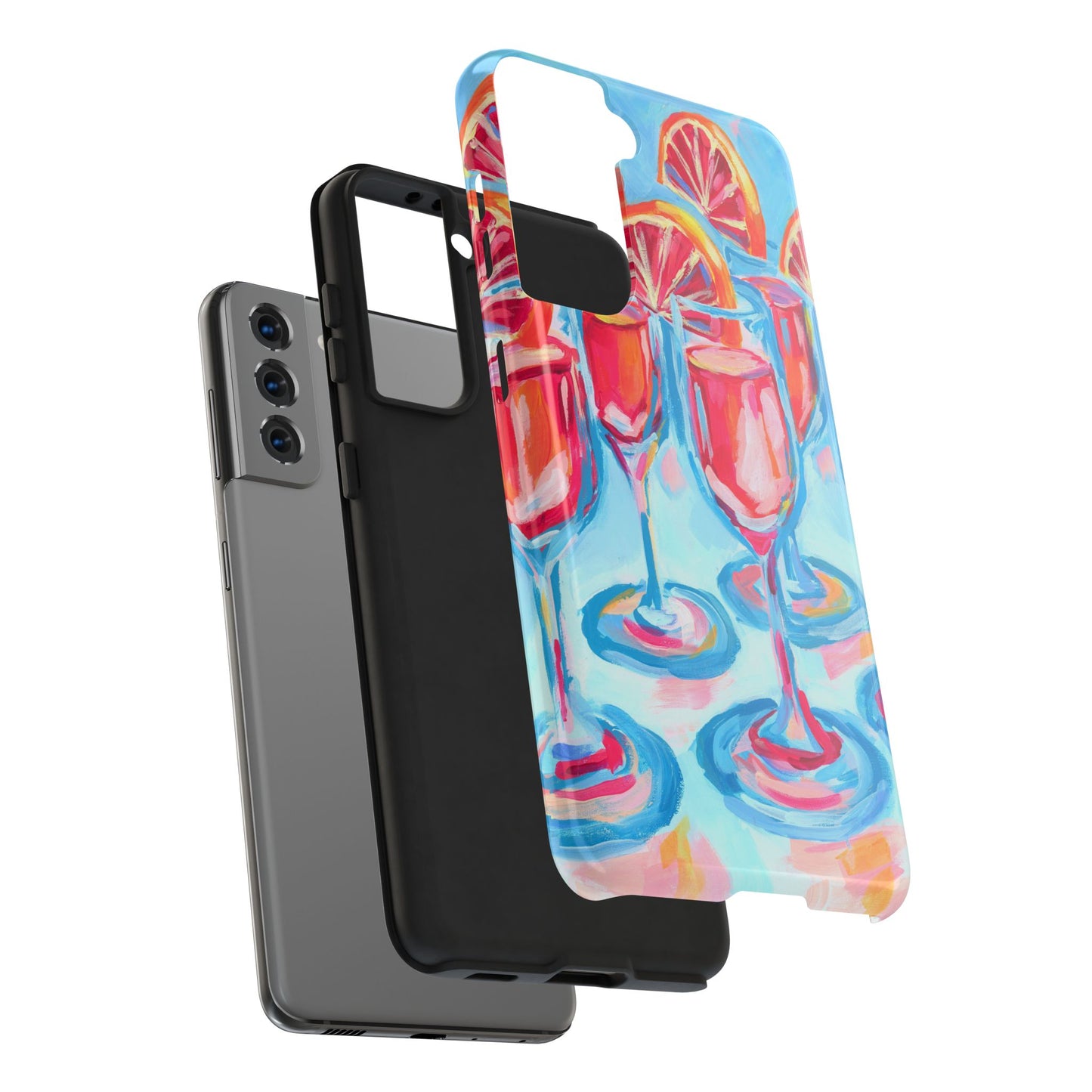 Pink Blood Orange Mimosas Blue Champagne Flute Acrylic Tough Phone Case | Various Models Available