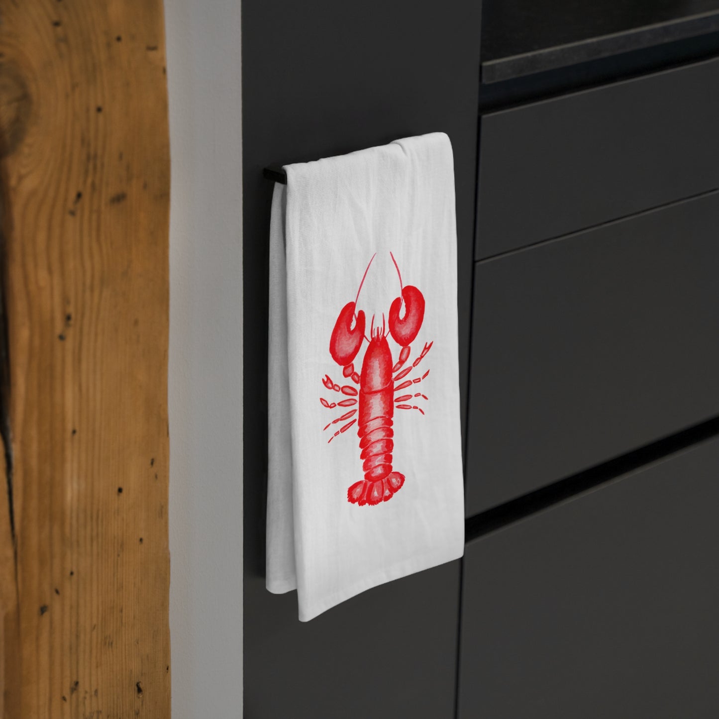 Red Lobster Watercolor Illustrated Tea Towel