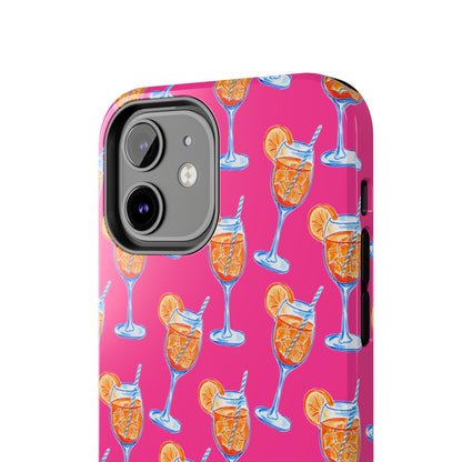 Orange & Blue Aperol Spritz Watercolor Pattern Hot Pink Phone Case | Various Models