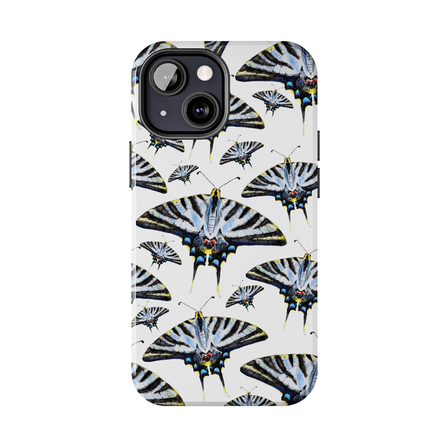 Light Blue Swallowtail Butterflies Watercolor Illustrated Pale Blue Tough Phone Case | Various Models