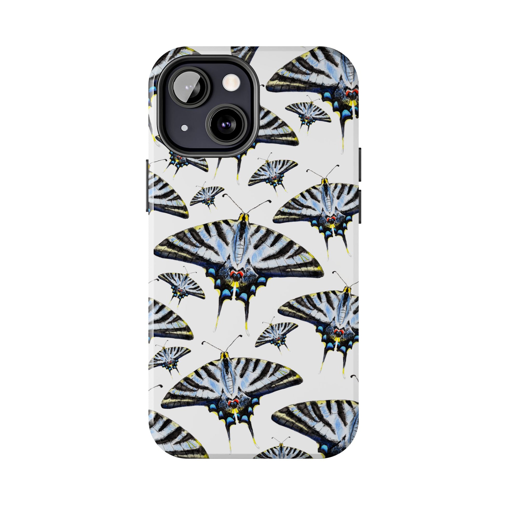 Light Blue Swallowtail Butterflies Watercolor Illustrated Pale Blue Tough Phone Case | Various Models