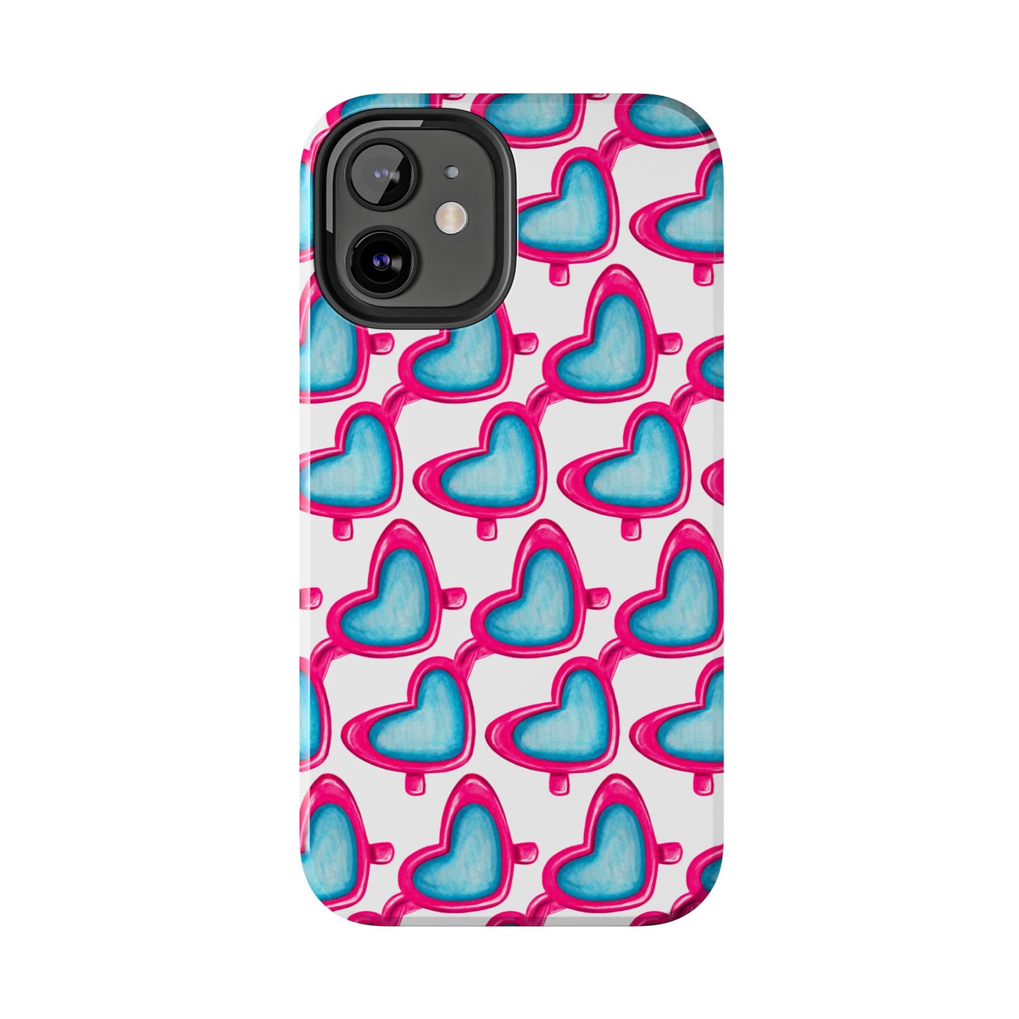 Pink Heart Shaped Sunglasses Watercolor Illustrated Tough Phone Case | Various Models