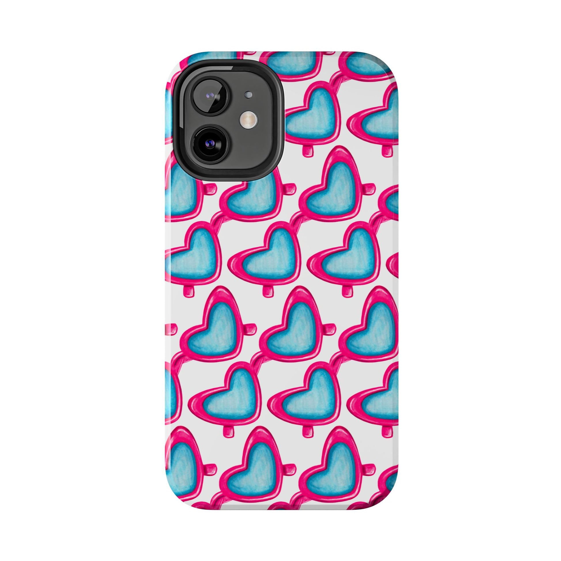 Pink Heart Shaped Sunglasses Watercolor Illustrated Tough Phone Case | Various Models