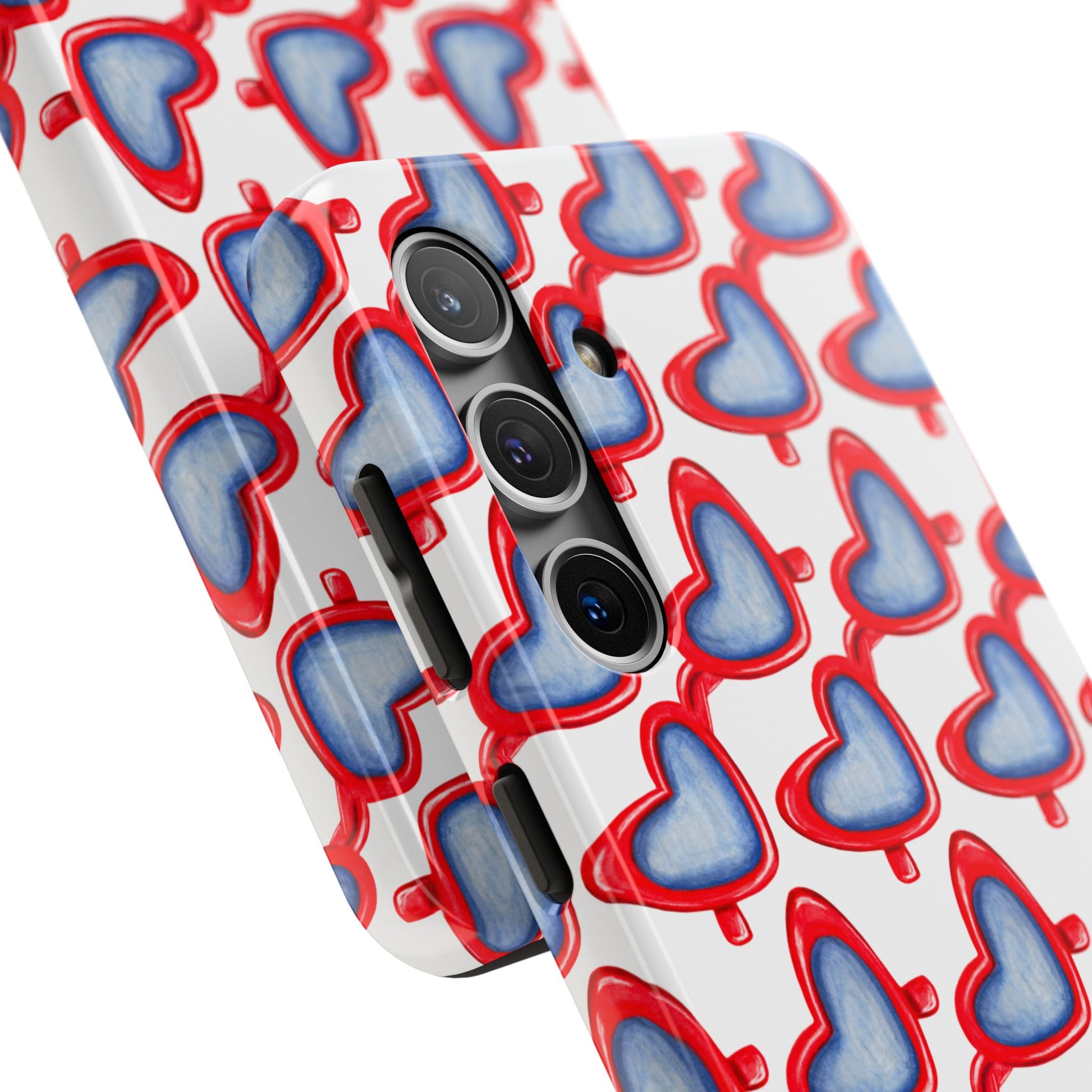 Red Heart Shaped Sunglasses Watercolor Illustrated Tough Phone Case | Various Models