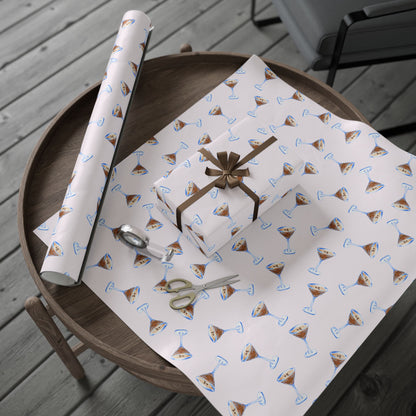 Gift Wrap | Pale Pink Blush Watercolor Espresso Martini Tossed Pattern | Matte or Glossy