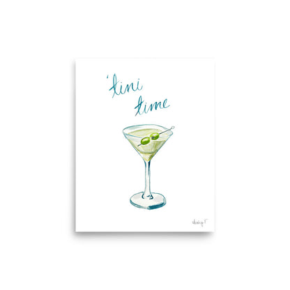 Print | Watercolor Tini Time Martini 8×10