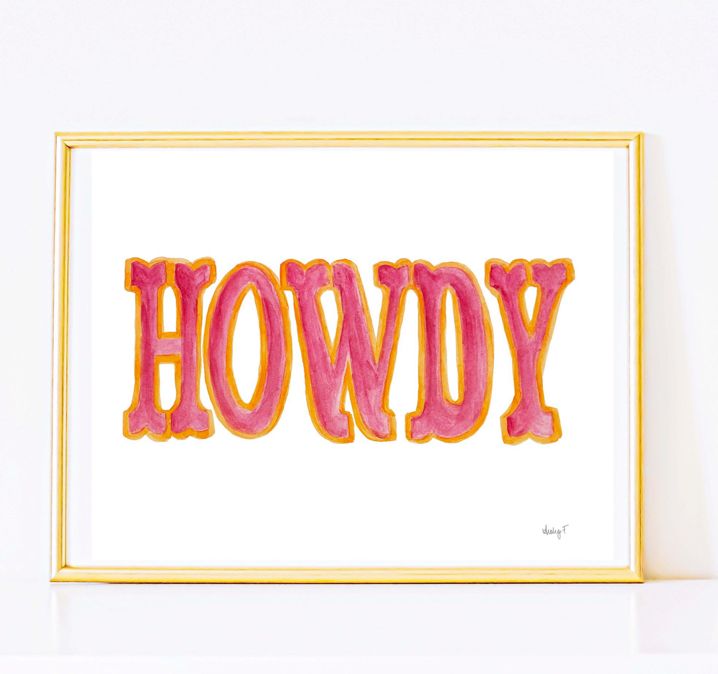 Print | Hot Pink Howdy | Western Watercolor Painting | Rustic Decor | Cowgirl Art | Various Sizes | Pink Orange Dorm| Preppy Coastal Cowgirl