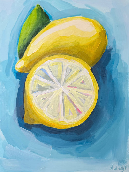 9”x12” Abstract Acrylic Lemons