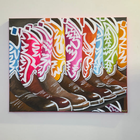 16” x 20” Acrylic Cowboy Boots on Stretched Canvas