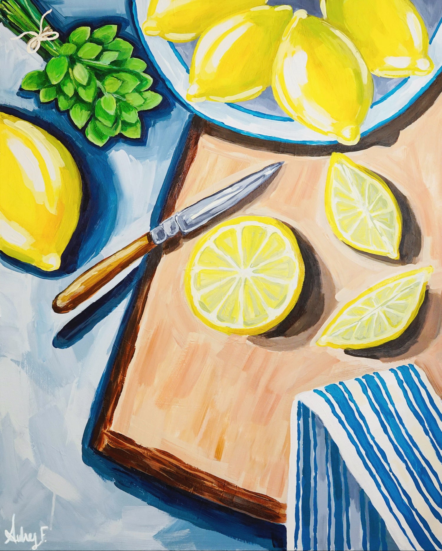 24”x30” Acrylic Lemons on Stretched Canvas