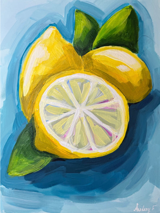 9”x12” Abstract Acrylic Lemons