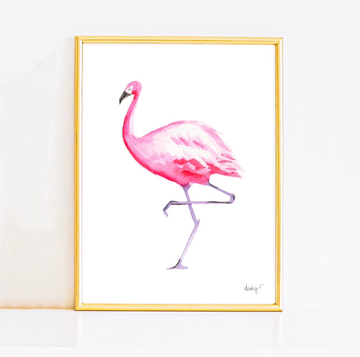 Hot Pink Flamingo Watercolor Print | Various Sizes