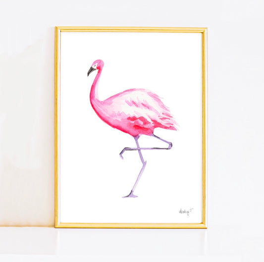 Hot Pink Flamingo Watercolor Print | Various Sizes