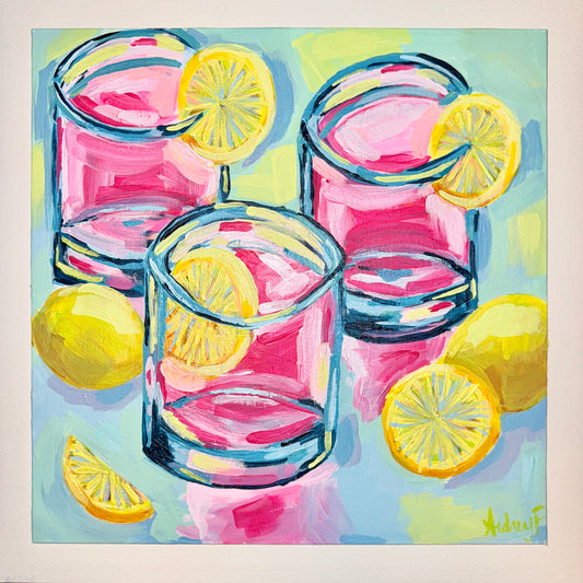 12”x12” Pink Lemonade Acrylic on Canvas Panel