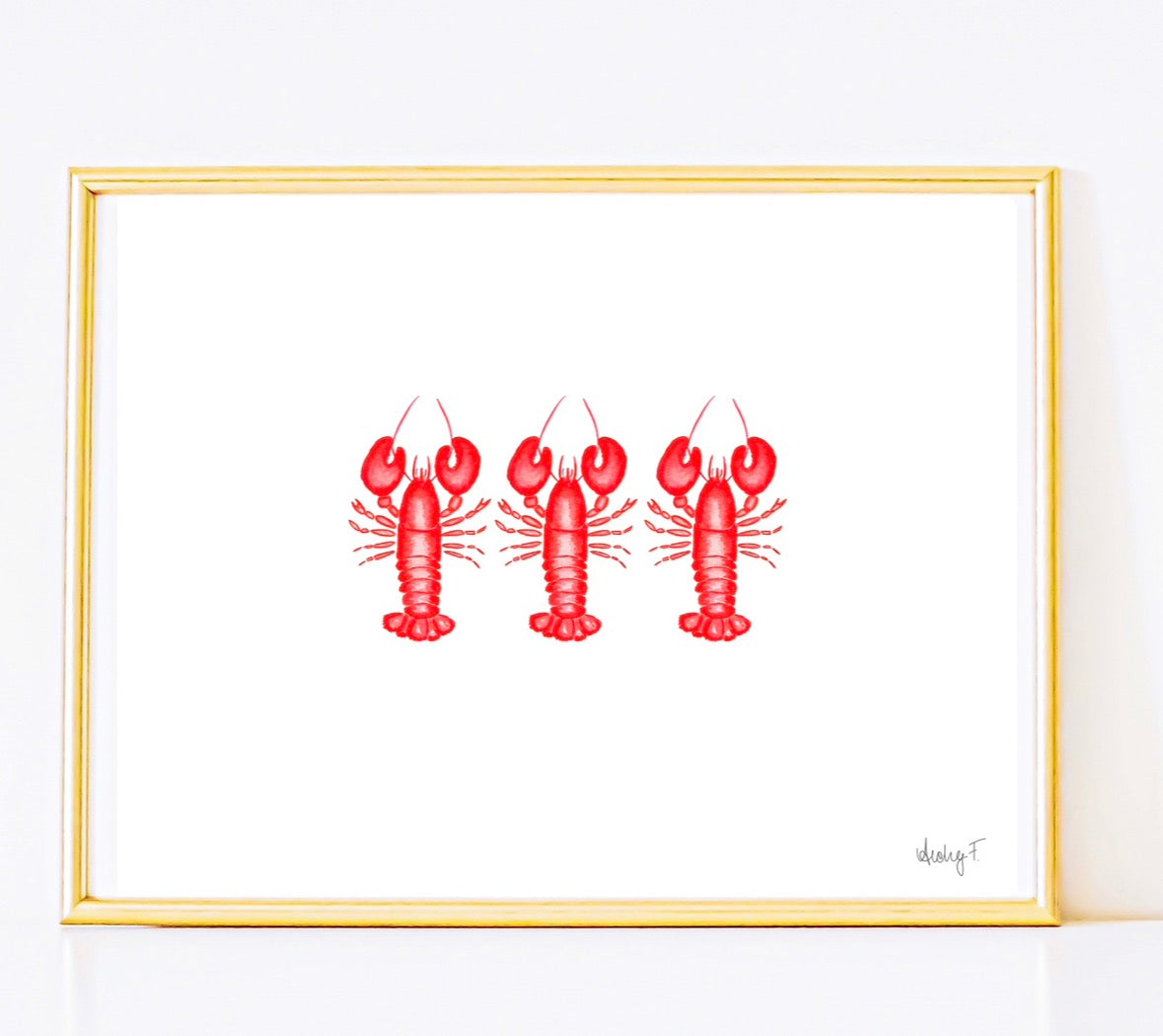 Print | Mini Red Lobster Watercolor Trio
