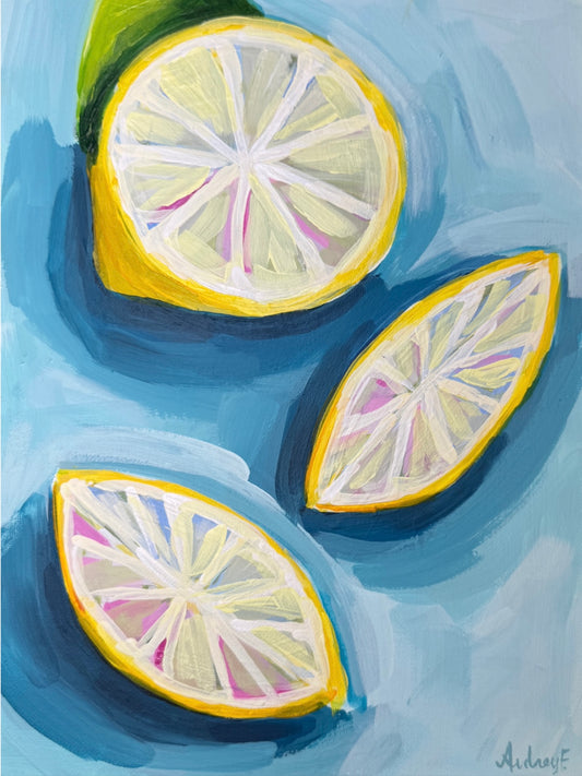 9”x12” Abstract Acrylic Lemons