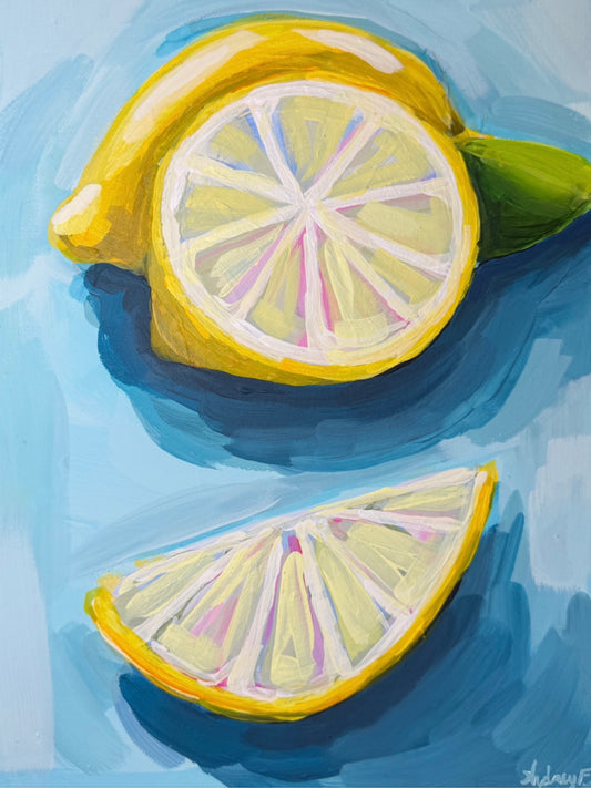 9”x12” Abstract Acrylic Lemons