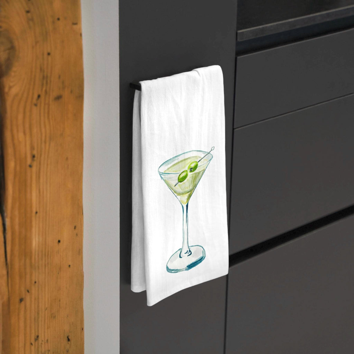 Tea Towel | Martini Cocktail Watercolor Illustration | Fun Kitchen | Cocktail Lover Gift | Barware Decor | Hostess Housewarming Gift
