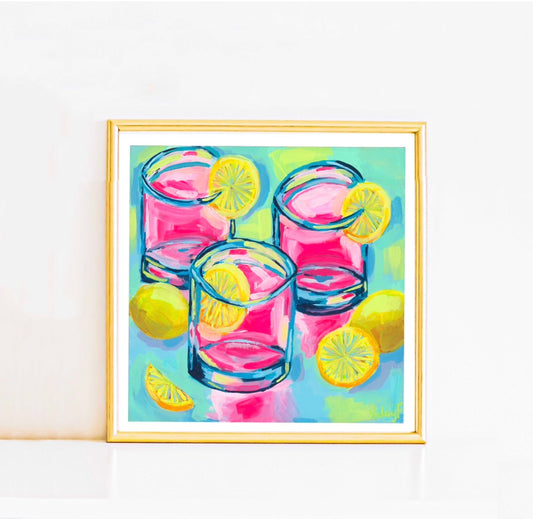 “Pretty in Pink Lemonade” |Cocktail Abstract Acrylic Print