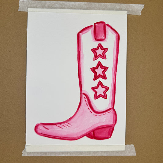 5” x 7” Original Hot Pink Star Cowboy Boot Default Title