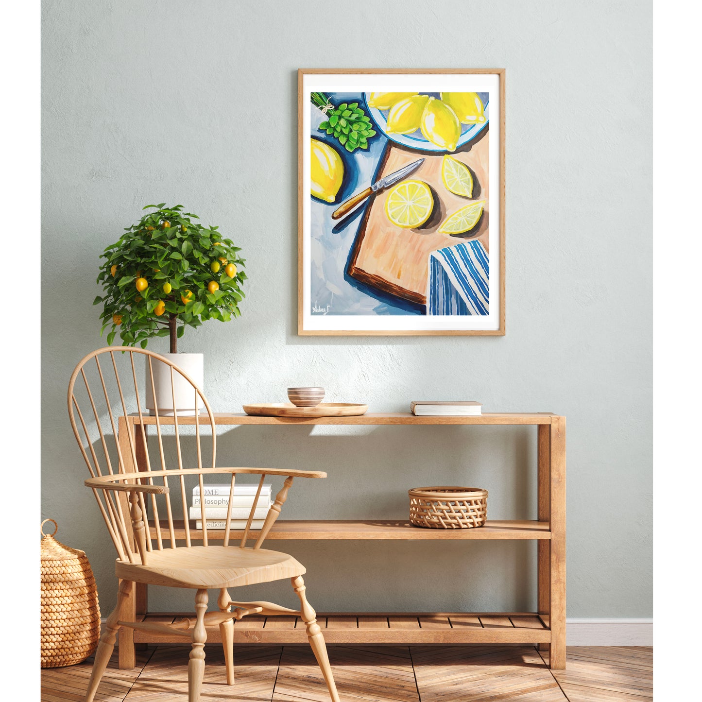 Print | Vibrant Abstract Lemon & Mint Acrylic Still Life