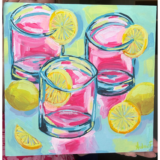 12”x12” Pink Lemonade Acrylic on Canvas Panel