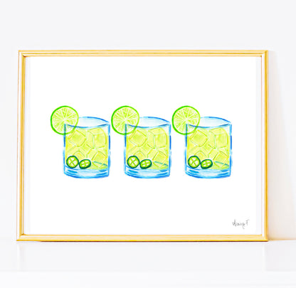 Print | Watercolor Spicy Margarita Trio