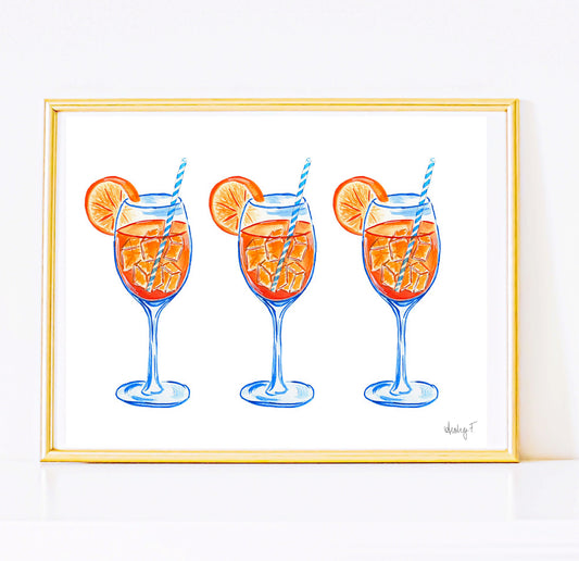 Print | Aperol Spritz Trio Watercolor Painting | Various Sizes