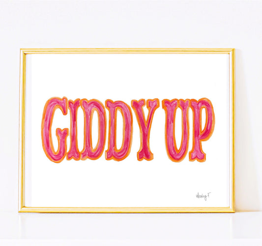 Print | Hot Pink & Orange Giddy Up Watercolor | Various Sizes