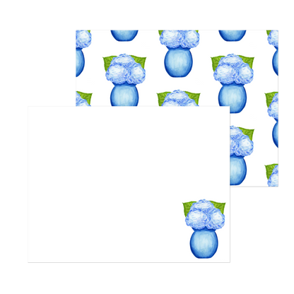 Blue Hydrangeas in a Blue VaseWatercolor Illustration | Set of 10 Cards & Envelopes | 2 Sizes
