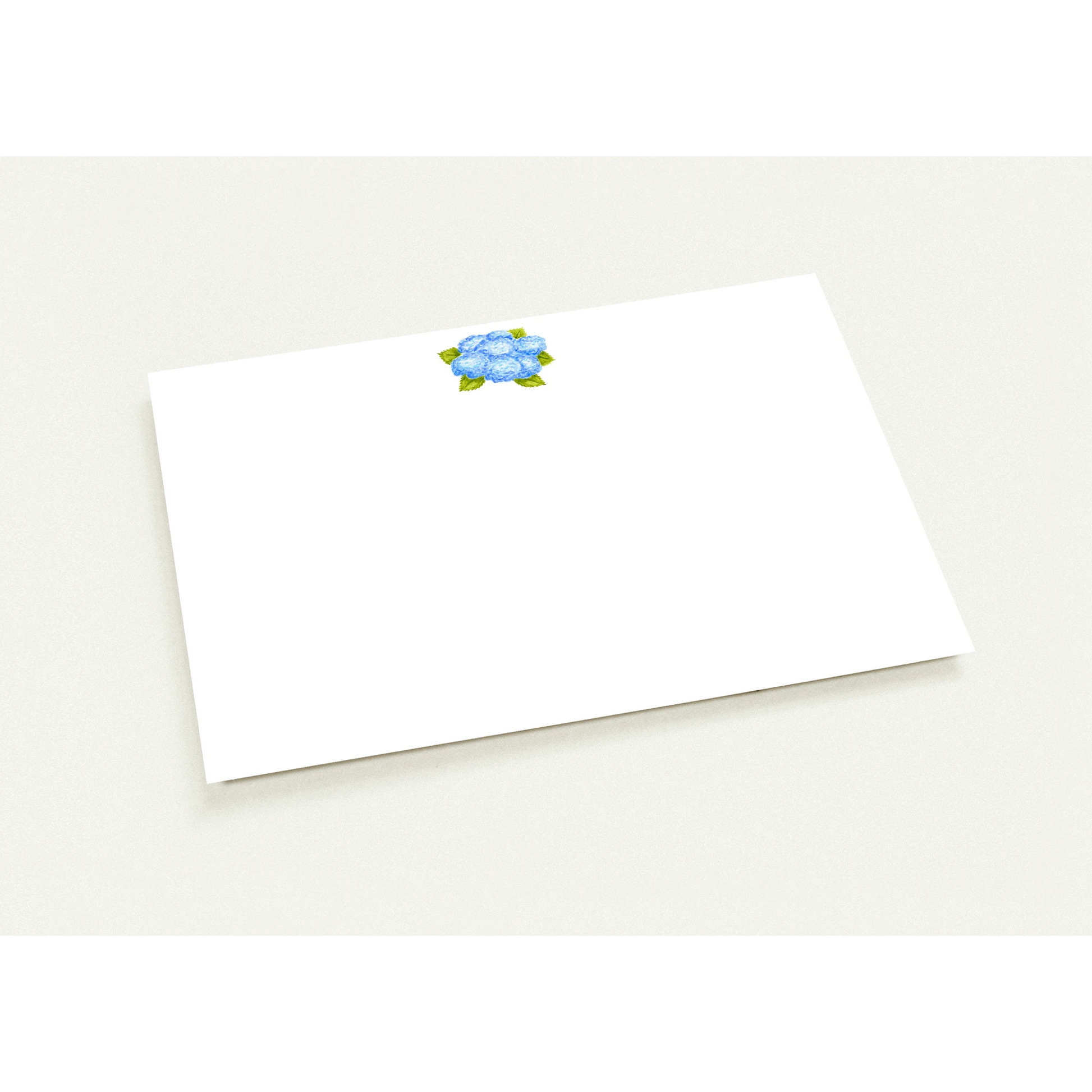 Blue Bunch of Hydrangeas Watercolor Illustrated Flat Note Cards & Envelopes | Set of 10 | 2 Sizes 4.25x5.5″ (SM)