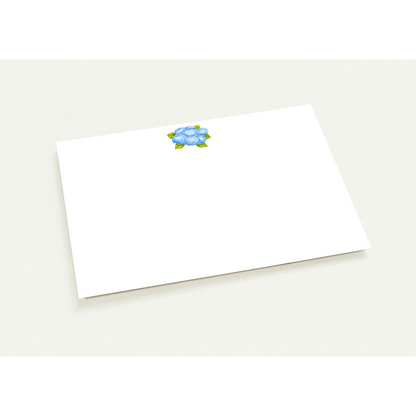 Blue Bunch of Hydrangeas Watercolor Illustrated Flat Note Cards & Envelopes | Set of 10 | 2 Sizes 4.25x5.5″ (SM)
