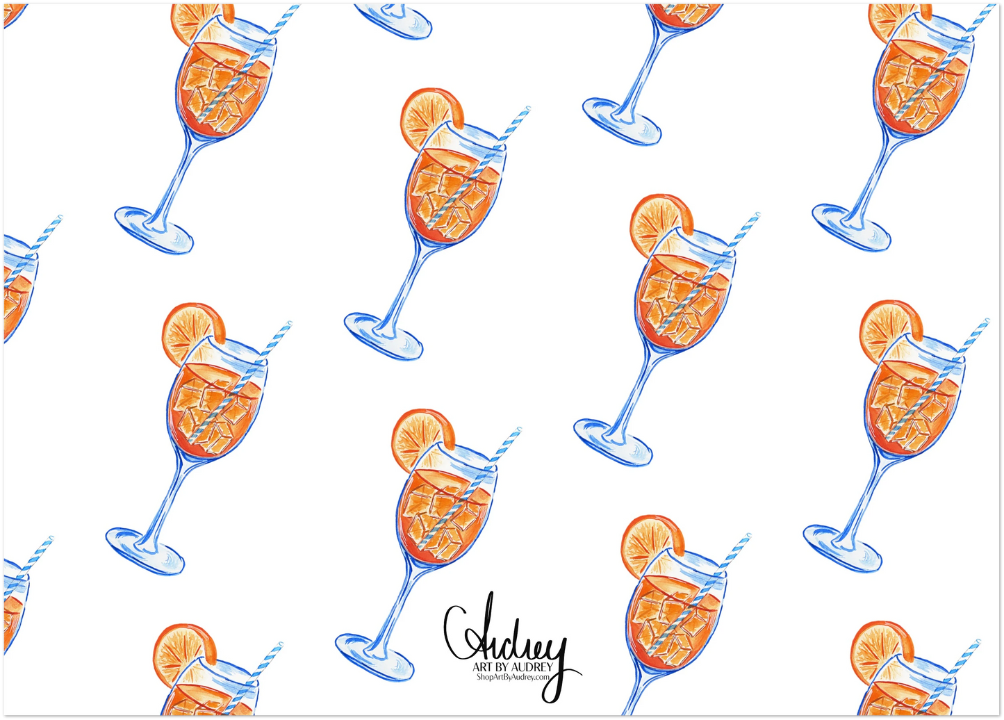 Aperol Spritz Thank You Watercolor Illustrated Flat Notecards | Set of 10 Cards & Envelopes | 2 Sizes