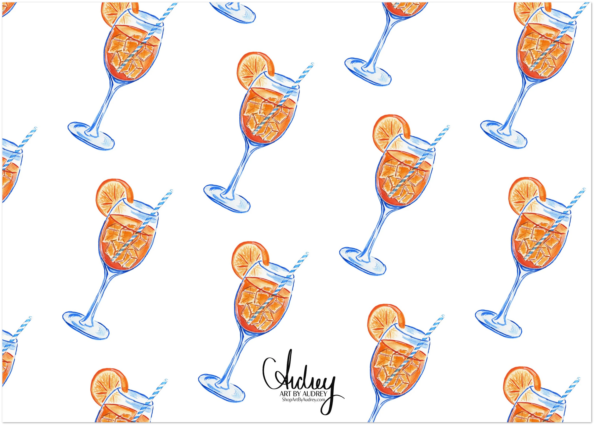 Aperol Spritz Thank You Watercolor Illustrated Flat Notecards | Set of 10 Cards & Envelopes | 2 Sizes