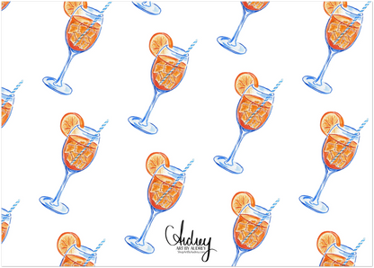 Aperol Spritz Thank You Watercolor Illustrated Flat Notecards | Set of 10 Cards & Envelopes | 2 Sizes