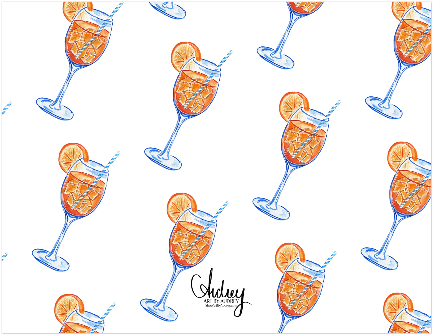 Aperol Spritz Thank You Watercolor Illustrated Flat Notecards | Set of 10 Cards & Envelopes | 2 Sizes