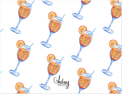 Aperol Spritz Thank You Watercolor Illustrated Flat Notecards | Set of 10 Cards & Envelopes | 2 Sizes
