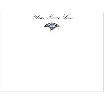 Personalized Light Blue Swallowtail Butterfly Watercolor Illustrated Flat Notecards | Set of 10 Cards & Envelopes | 2 Sizes 4.25x5.5″ (SM)