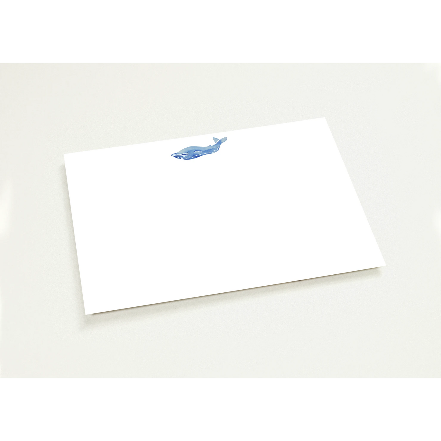 Blue Whale Watercolor Illustrated Flat Notecards & Envelopes | Set of 10 | 2 Sizes 5R (5 x 7″)