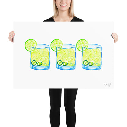 Print | Watercolor Spicy Margarita Trio 24″×36″ 5″×7″